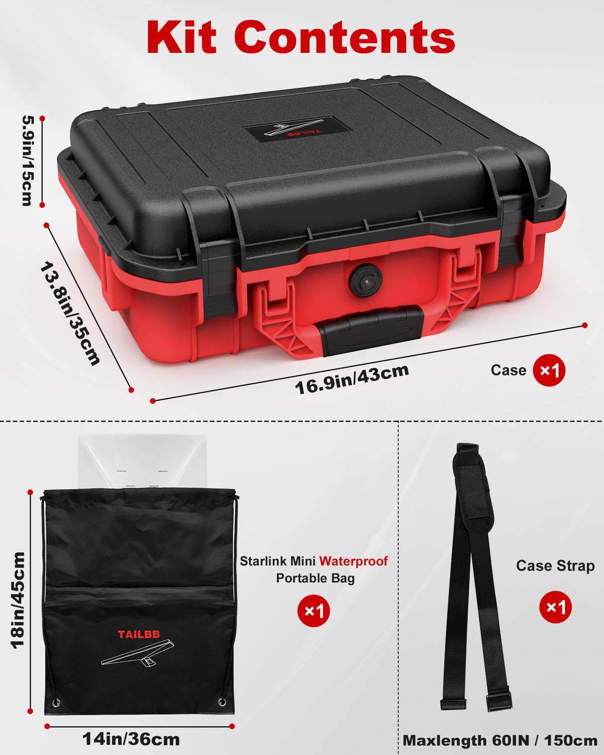 TAILBB Starlink Mini Waterproof Case (Red/Black)