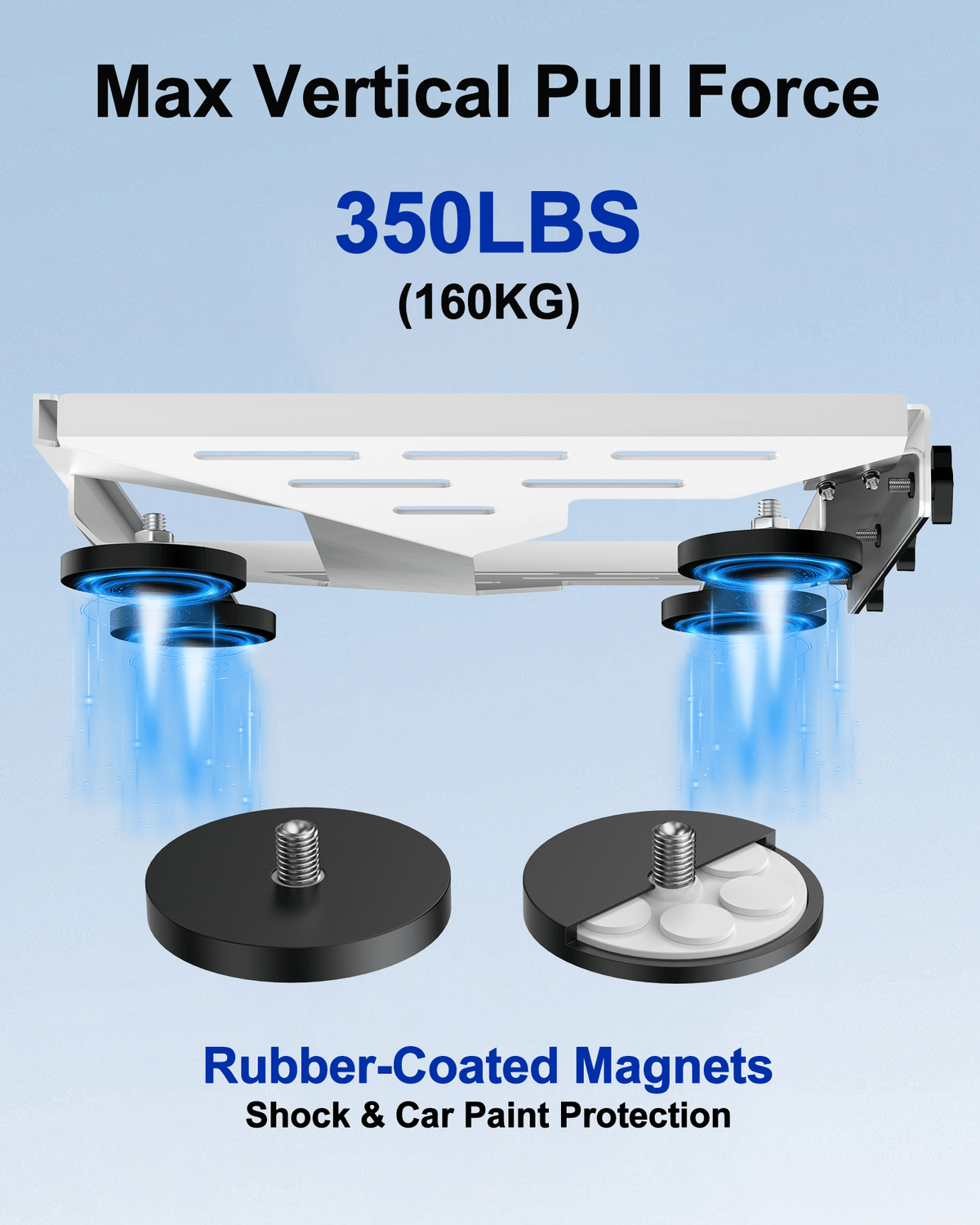 Heavy-duty rubber-coated magnets with 350 lbs pull force for Starlink Mini mount
