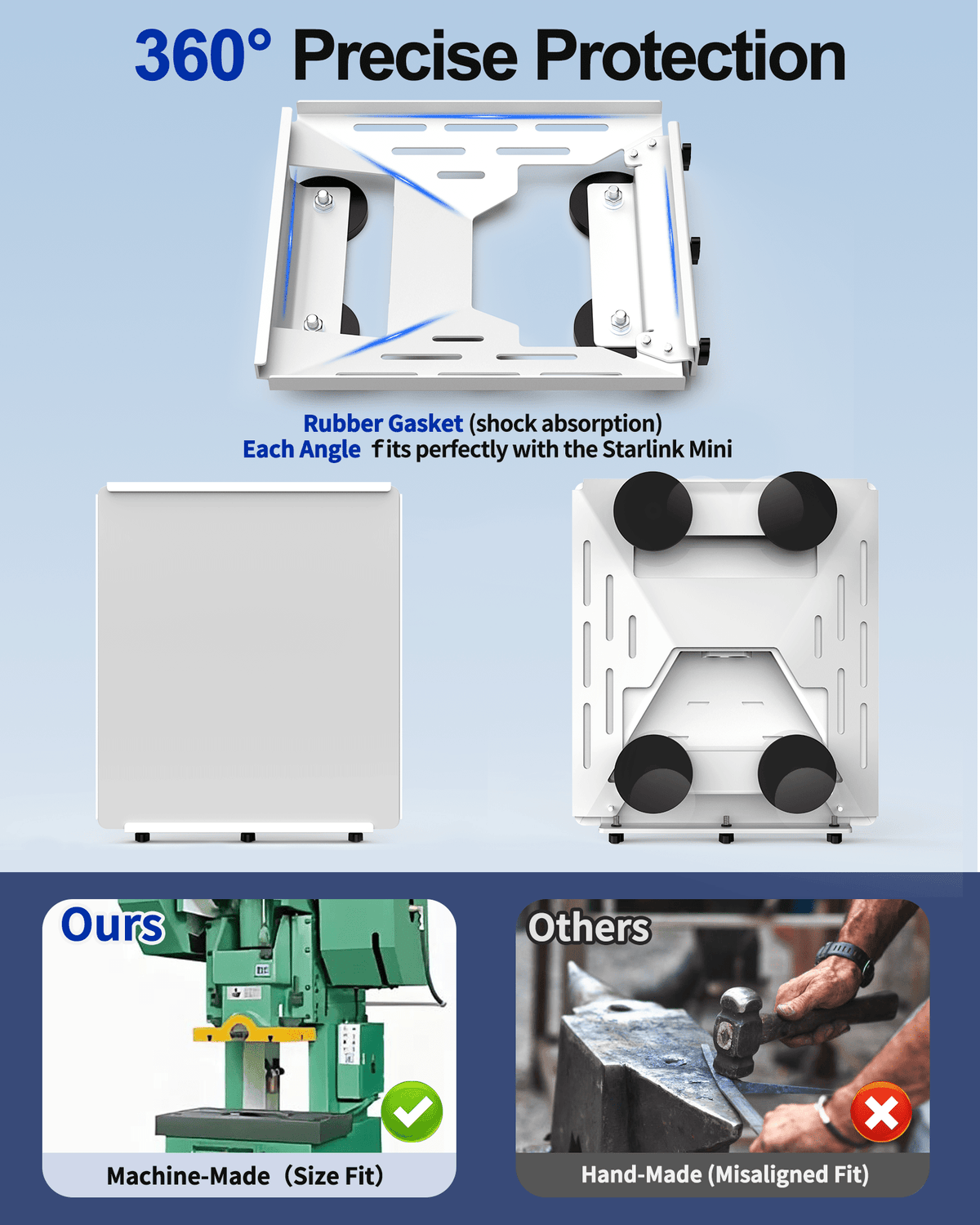 Machine-made Starlink Mini magnetic roof mount bracket with 360-degree shock protection